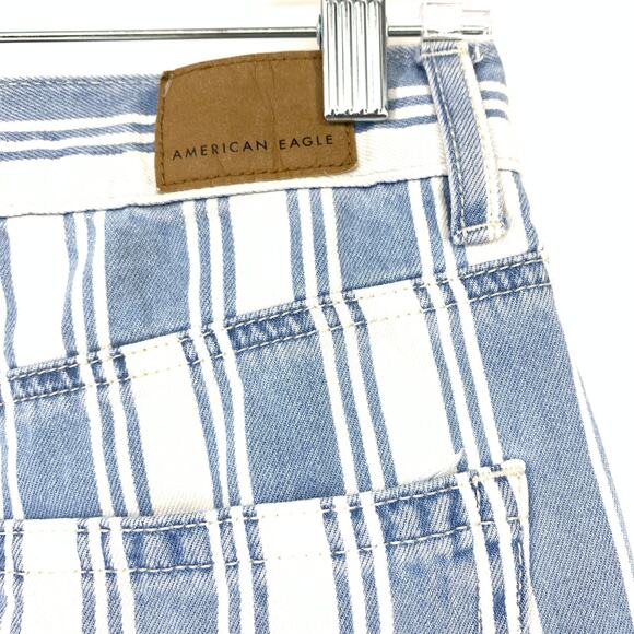American Eagle Women's Size 2 Striped High Waisted Rise Tapered Leg Mom Jeans - Picture 4 of 10